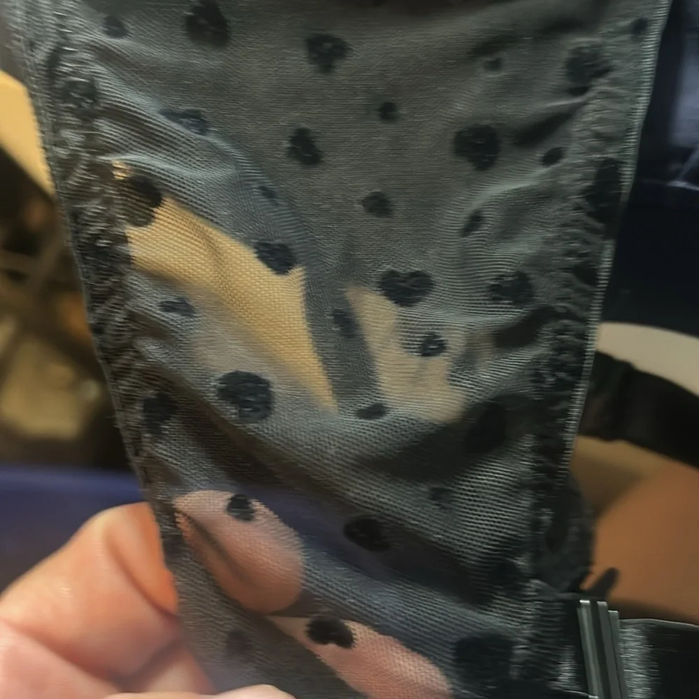 Victoria's Secret Womens Mesh Push Up Bra Padded Heart Pattern Black 38DD